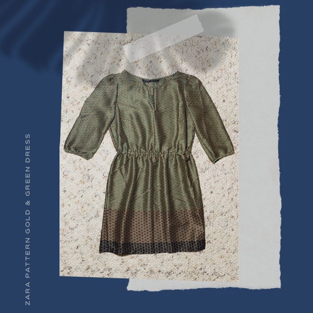 Zara Gold & Green Dress ✨
